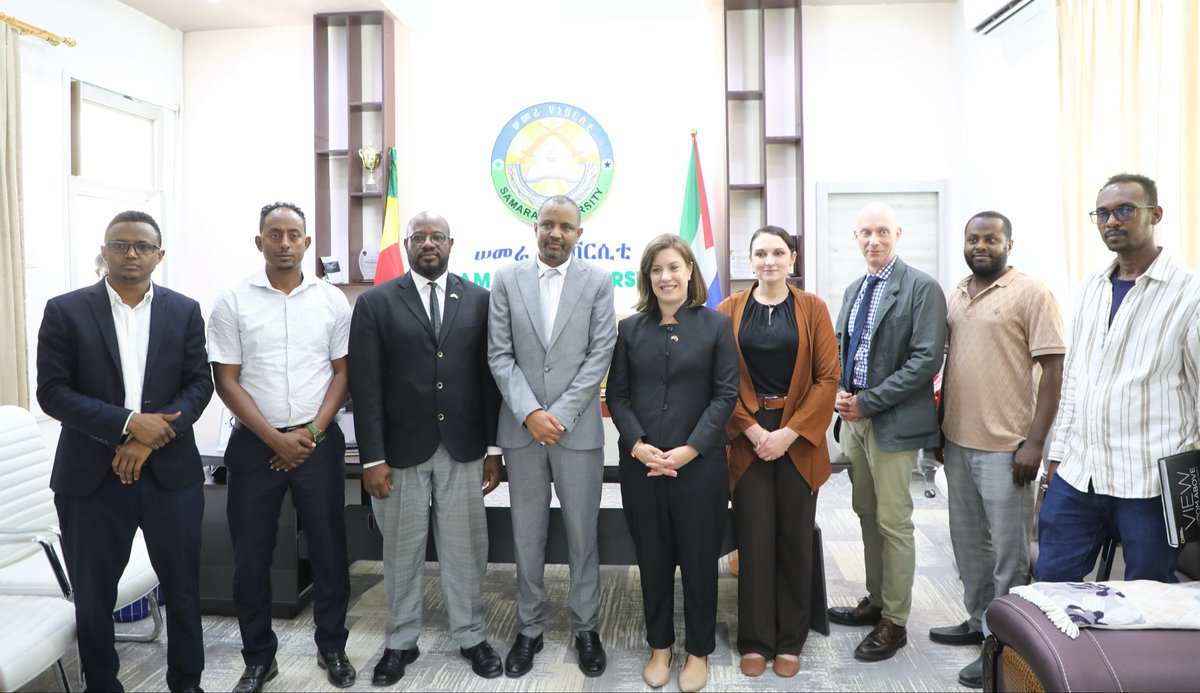 SamaraunivEthio's tweet photo. U.S. Ambassador to Ethiopia, H.E. Ervin Massinga, visited Samara University &amp; met with SU President, Dr. Mohammed Usman to strengthen academic &amp; research ties with U.S. Universities. Focus areas: geohazard, geology, agriculture, tourism &amp; renewable energy.
#USEmbassy#Partnership https://t.co/NnckvZnQnP