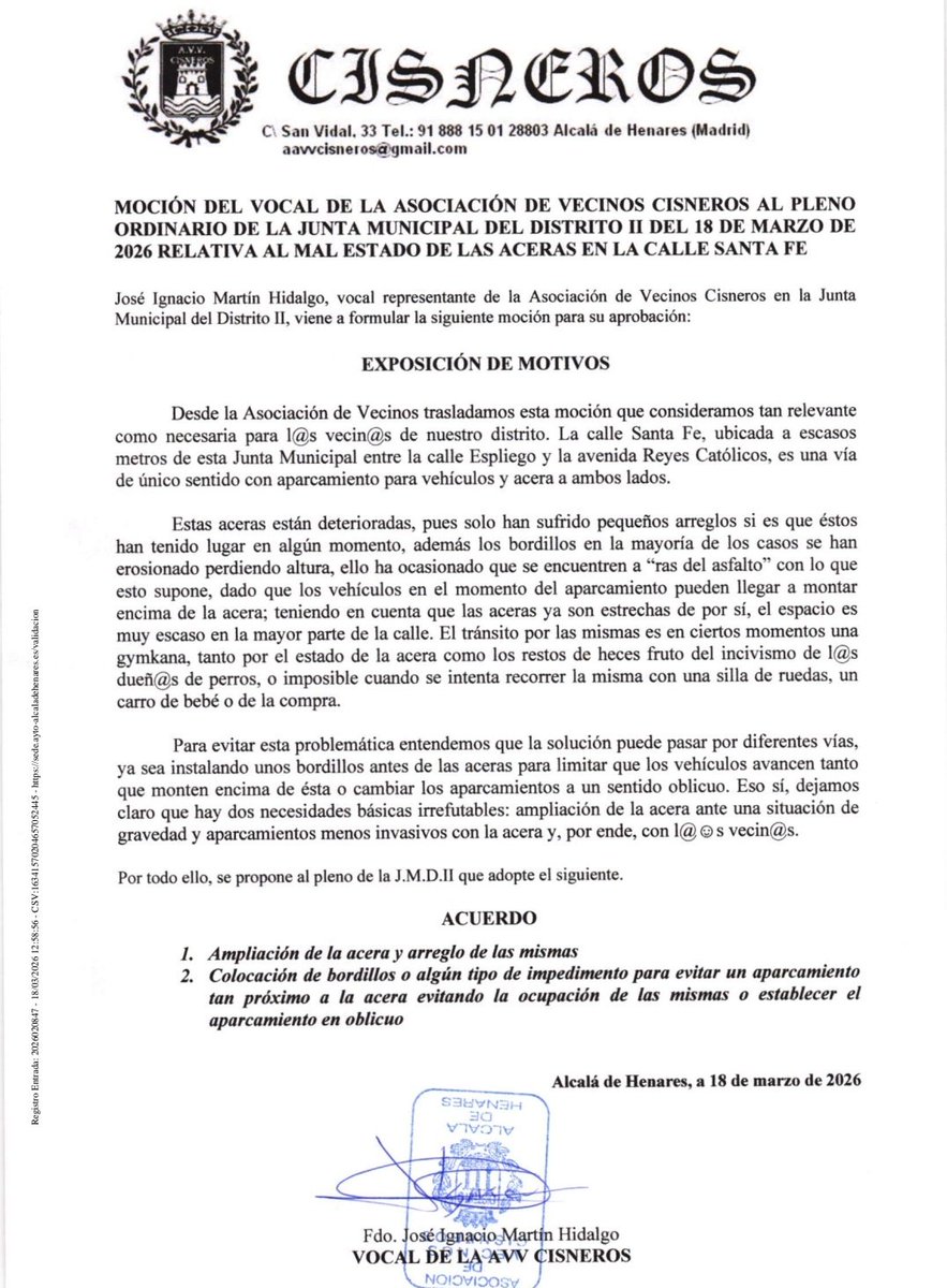 Asociación de Vecinos Cisneros tweet media