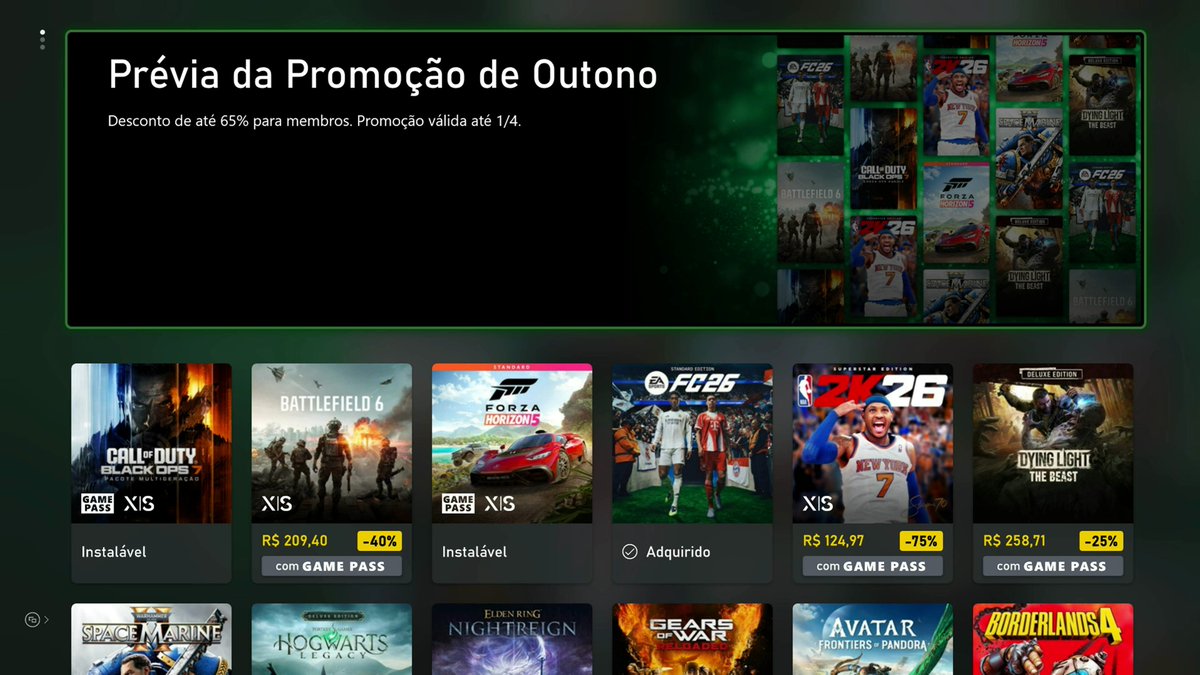 SXGAMESoficial's tweet image. 🟢 O Mega saldão de Outono do Xbox, também conhecido como Xbox Spring Sale já está disponível com centenas de ofertas!

🤑 Até o momento as promoções só são acessíveis via loja nos consoles e a grande novidade é que até 1º de abril são exclusivas para assinantes do #XboxGamePass!