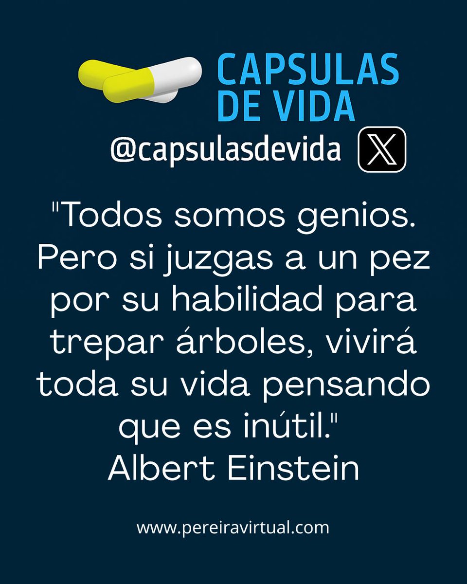 capsulasdevida's tweet photo. "Todos somos genios. Pero si juzgas a un pez por su habilidad para trepar árboles, vivirá toda su vida pensando que es inútil." #AlbertEinstein

Encuentra más frases inspiradoras en: https://t.co/n5px8gy201

#DiaMundialDelSindromeDeDown
#AcabemosConLosEstereotipos https://t.co/g3SPjPrpl6