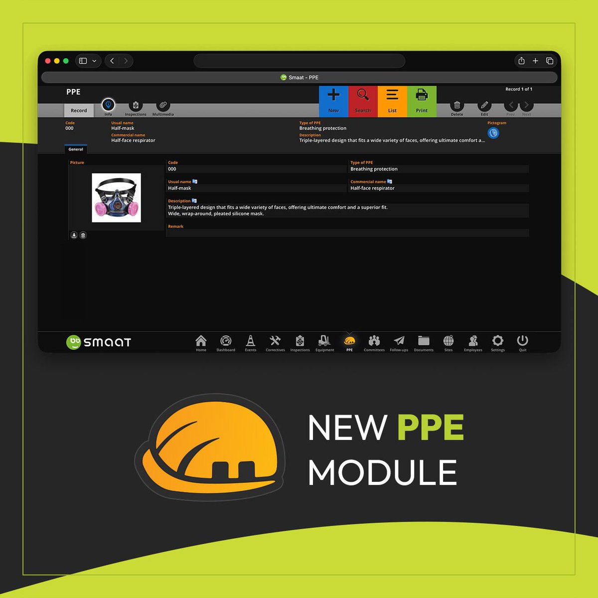 Maerix's tweet photo. A new version of SMAAT further simplifies your day-to-day operations: New PPE and Equipment modules, enhanced corrective actions, and more flexible inspections. And that’s not all… The SMAAT EHS mobile application will be available in the coming weeks! https://t.co/jgDJisV53H