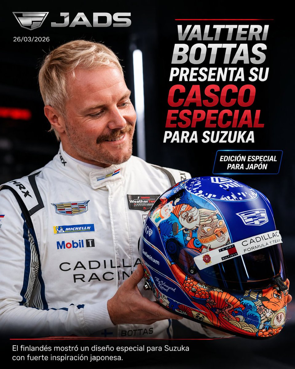 26/03/2026 🚨 BOTTAS PRESENTA SU CASCO ESPECIAL PARA SUZUKA

Valtteri Bottas ya mostró el casco especial que llevará en el GP de Japón 2026, y yo sí creo que este tipo de noticias explican muy bien por qué Suzuka sigue teniendo un peso distinto dentro del calendario. No es solo