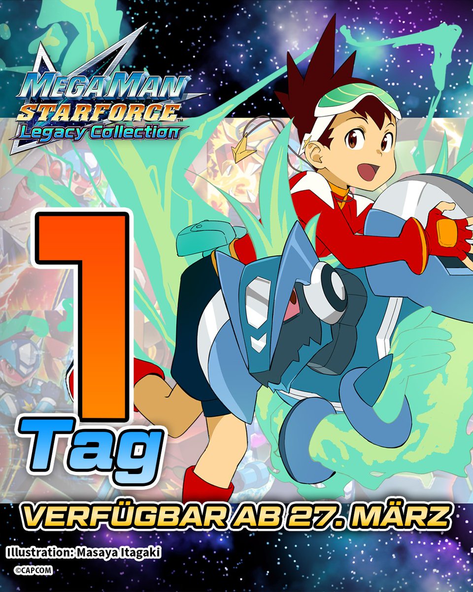 CAPCOM_Germany's tweet photo. 🚀 Noch 1 Tag!
Morgen könnt ihr mit der Mega Man Star Force Legacy Collection loslegen!
Wer von euch startet direkt rein? 👀
#MegaMan #StarForce #CapcomGermany https://t.co/3i3ACurYqB