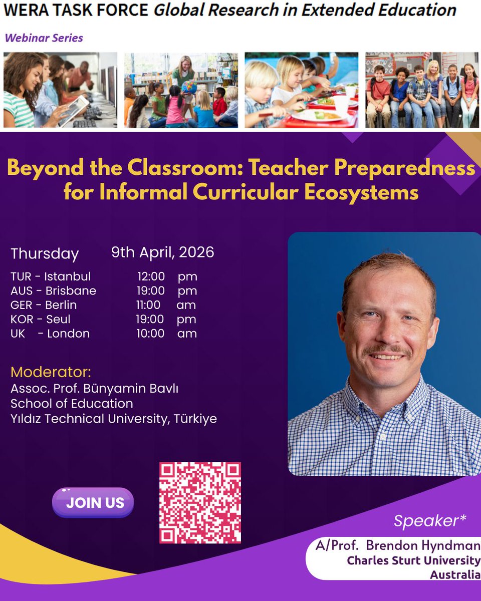 WERA_EdResearch's tweet photo. On behalf of the WERA Task Force 'Global Research in Extended Education', we warmly invite you to join this webinar on 9 April, 10am UK / 12pm TUR / 7pm AUS  on the evolving role of teachers in informal learning environments.

Register here: https://t.co/B0R66c32IA https://t.co/YIyaXjhXg4