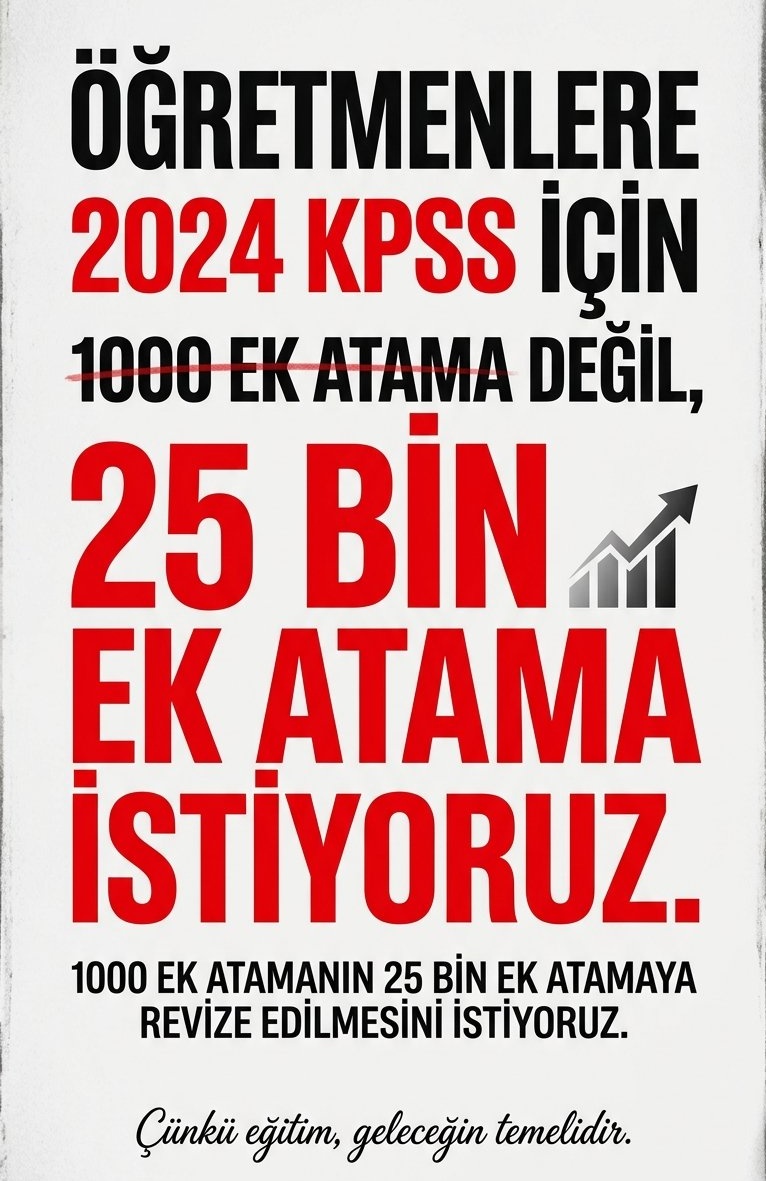 2024 KPSS öğretmenleri olarak  25 bin ek atama ile binlerce öğretmen büyük bir sevinç içinde öğrencilerine kavuşmanın hayalini kuruyor.
<a href="/RTErdogan/">Recep Tayyip Erdoğan</a>
<a href="/dbdevletbahceli/">Devlet Bahçeli</a>
<a href="/hasandogan/">Hasan Doğan</a>
<a href="/_cevdetyilmaz/">Cevdet Yılmaz</a>
<a href="/oktay_saral/">Oktay SARAL</a>
<a href="/Akparti/">AK Parti</a>
<a href="/tcbestepe/">T.C. Cumhurbaşkanlığı</a>
#Meb2024KpssyeSahipÇık #SnTekinBahçeli25BinDedi