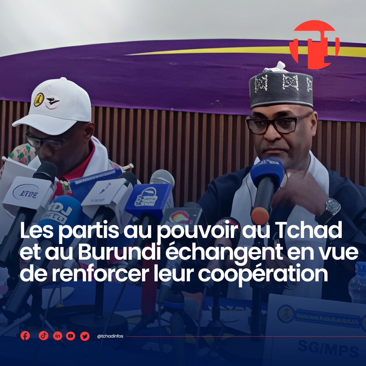 tchadinfos's tweet image. Le #MPS et le parti au pouvoir au #Burundi 🇧🇮 , le CNDD-FDD, ont échangé lors d'une rencontre, ce 26 mars 2026 à N’Djamena, en vue de renforcer leur coopération politique. L’entente prévoit des échanges sur la gouvernance, la communication électorale et les stratégies de