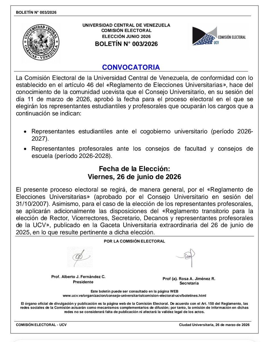 Comisión Electoral UCV tweet media