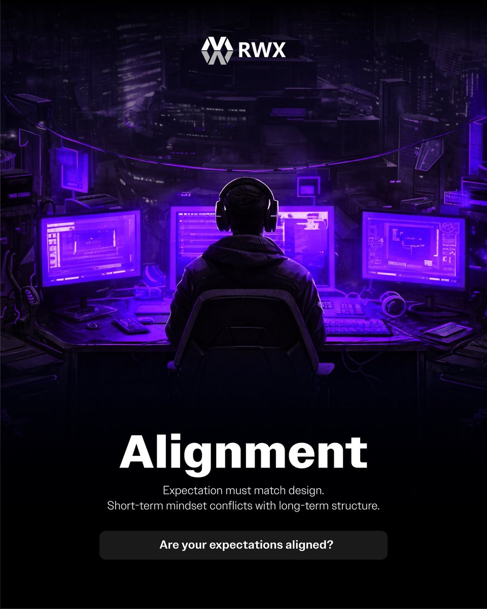 RWX_RWA's tweet photo. Alignment
Expectations must match design.
Short-term thinking conflicts with long-term structure.

Clarity defines positioning.

Are your expectations aligned?

#RWX #RWA #Alignment #LongTermThinking #Web3 https://t.co/8MCsQ81wv7