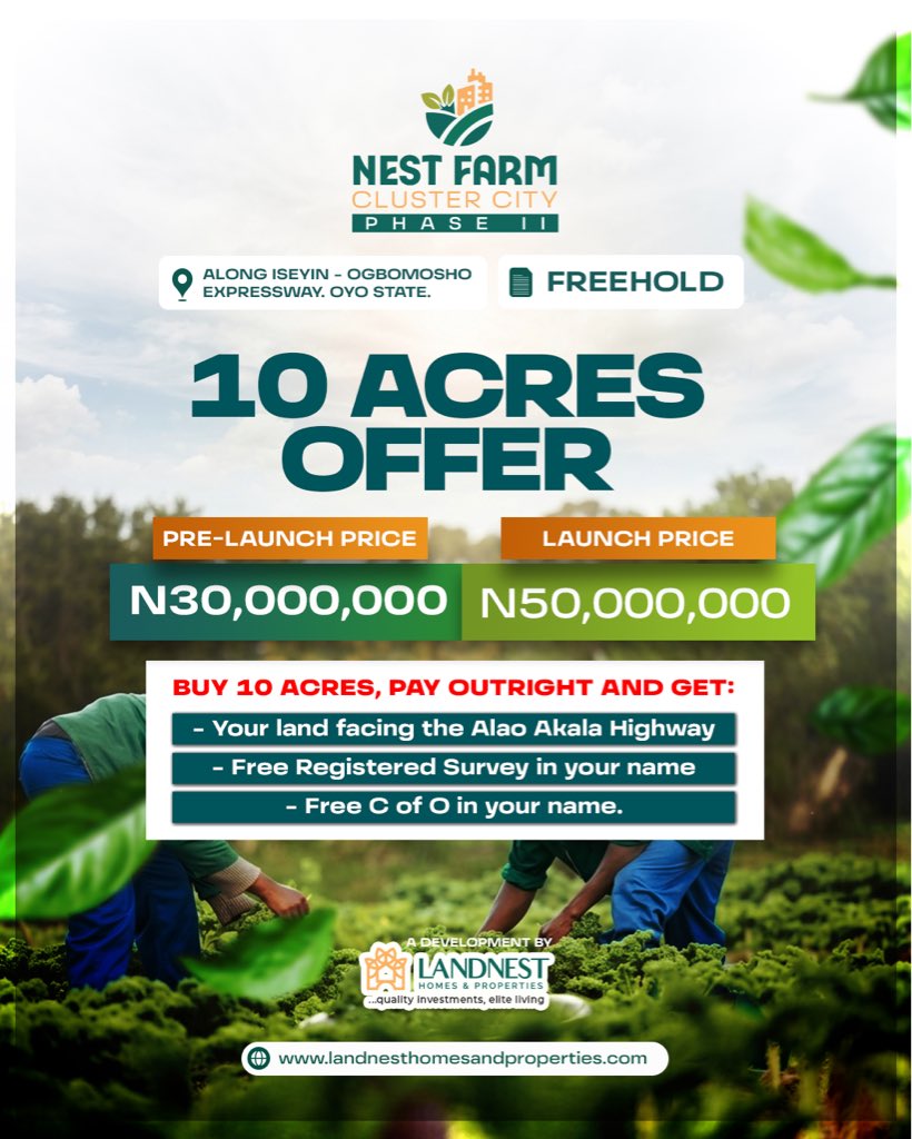 LandnestOfficia's tweet photo. Nest Farm Cluster City Phase II is officially HERE!

Phase I was a massive success… and you already know how that story ended - SOLD OUT.

Now, Phase II is your second chance to get in early and position yourself ahead of the curve.

Send a message now to secure your spot. https://t.co/KFtQt82iUe
