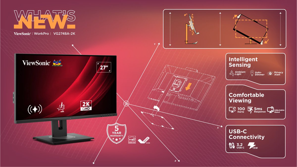 ViewSonicUK's tweet photo. Work smarter with the 27" VG2748A-2K ViewSonic #monitor ✨

✅ QHD + 100Hz
✅ Smart sensors (brightness, power &amp; privacy)
✅ USB-C hub + multiple inputs
✅ Fully ergonomic

📩 sales-uk@viewsonic.com

#ViewSonic #WorkSmarter #Tech https://t.co/8vt2sVDwxQ