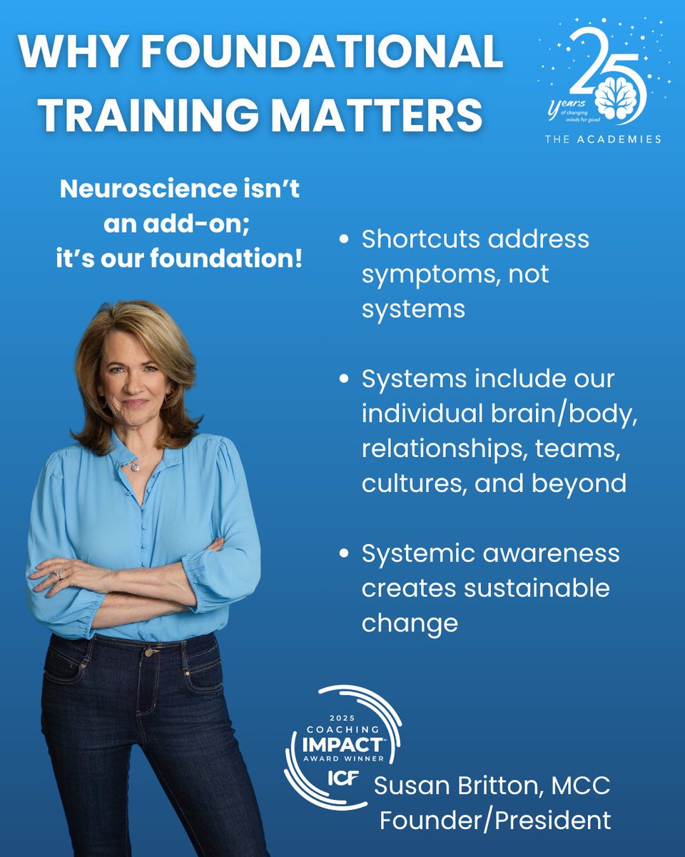 BrainCoachSusan's tweet image. Shortcuts short-circuit growth. We can’t lead or coach effectively w/o understanding the 🧠's Red &amp;amp; Blue Zones. Real change requires foundational #neuroscience informed training, not "hacks."
#ICF Certification❓s tinyurl.com/248rfudh
#CoachTraining #CoachEducation #coaching