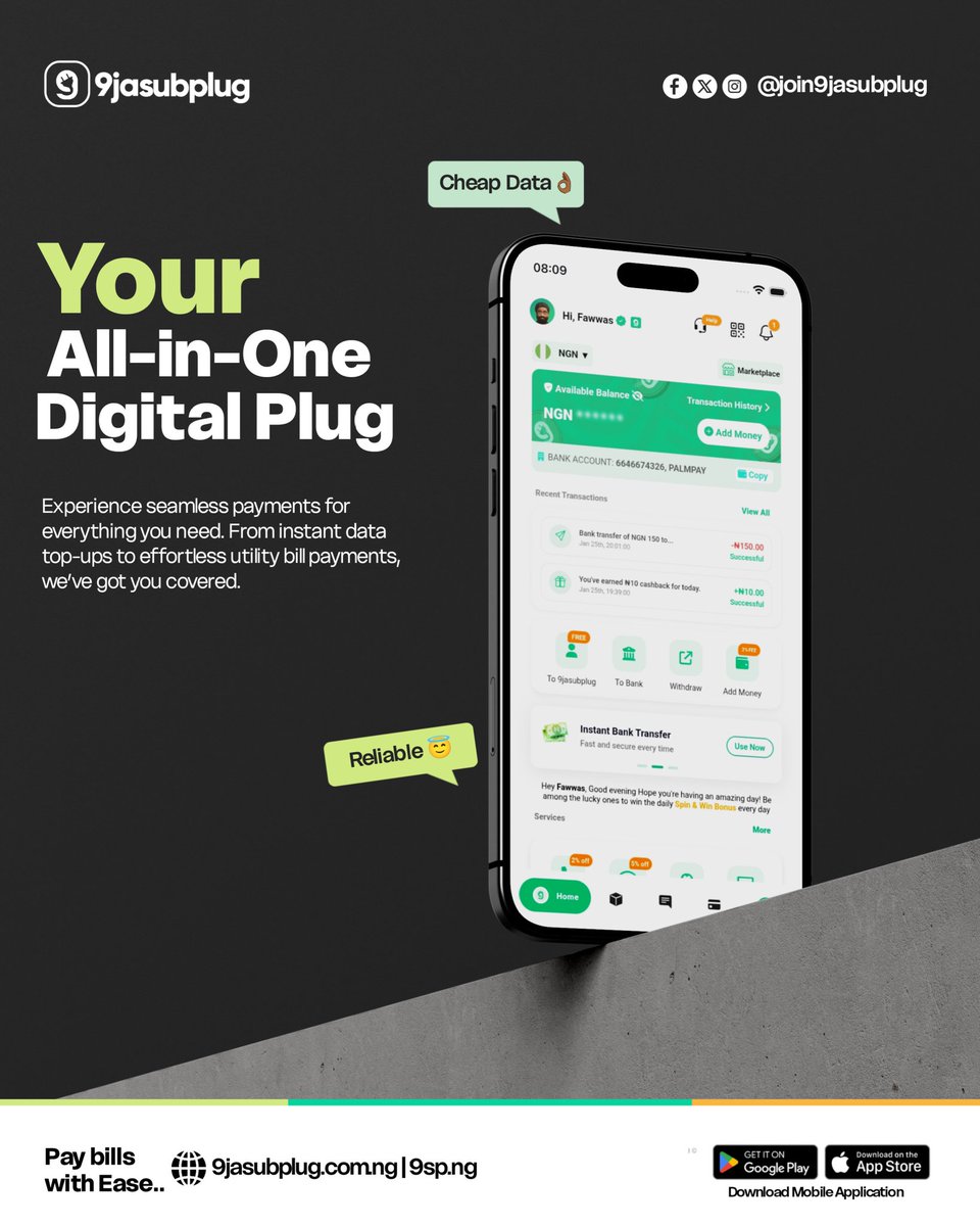 join9jasubplug's tweet photo. Clean UI. Instant results. 💎

Check out the interface - designed for speed and simplicity. 24/7 reliability because we know you never stop moving.

Get started now: 🔗 https://t.co/1nsrybwYxL
#TechSimplified #CheapData #BillPayments https://t.co/uHmBcLQPTW