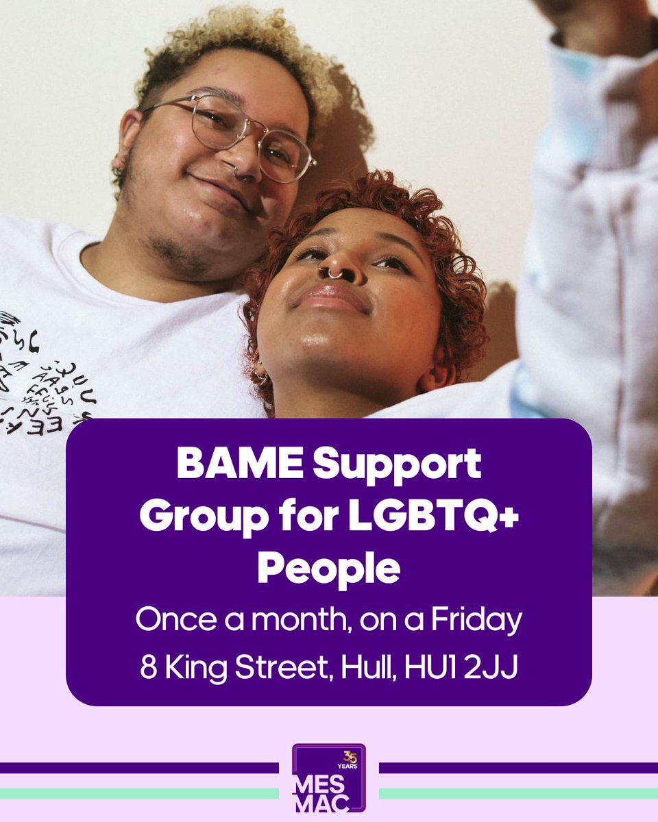 mesmachealth's tweet photo. If you're an LGBTQ+ person of colour living, working or studying in #Hull, come along to our monthly group in the city centre

It's a chance to meet new people, share your experiences and strengthen our community

For more info, get in touch with Eshe:
📱 07468 885 951
💻 e.iluokhauno@mesmac.co.uk