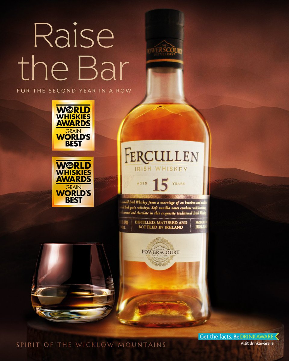 FercullenWhisky's tweet photo. Fercullen 15 has done it again. 🏆
Named World’s Best Grain Whiskey at the 2026 World Whiskies Awards — for the second consecutive year.
A rare global achievement. A proud moment for Irish whiskey.
#WorldWhiskiesAwards #Fercullen15 #IrishWhiskey https://t.co/0ZIbIFc65Y