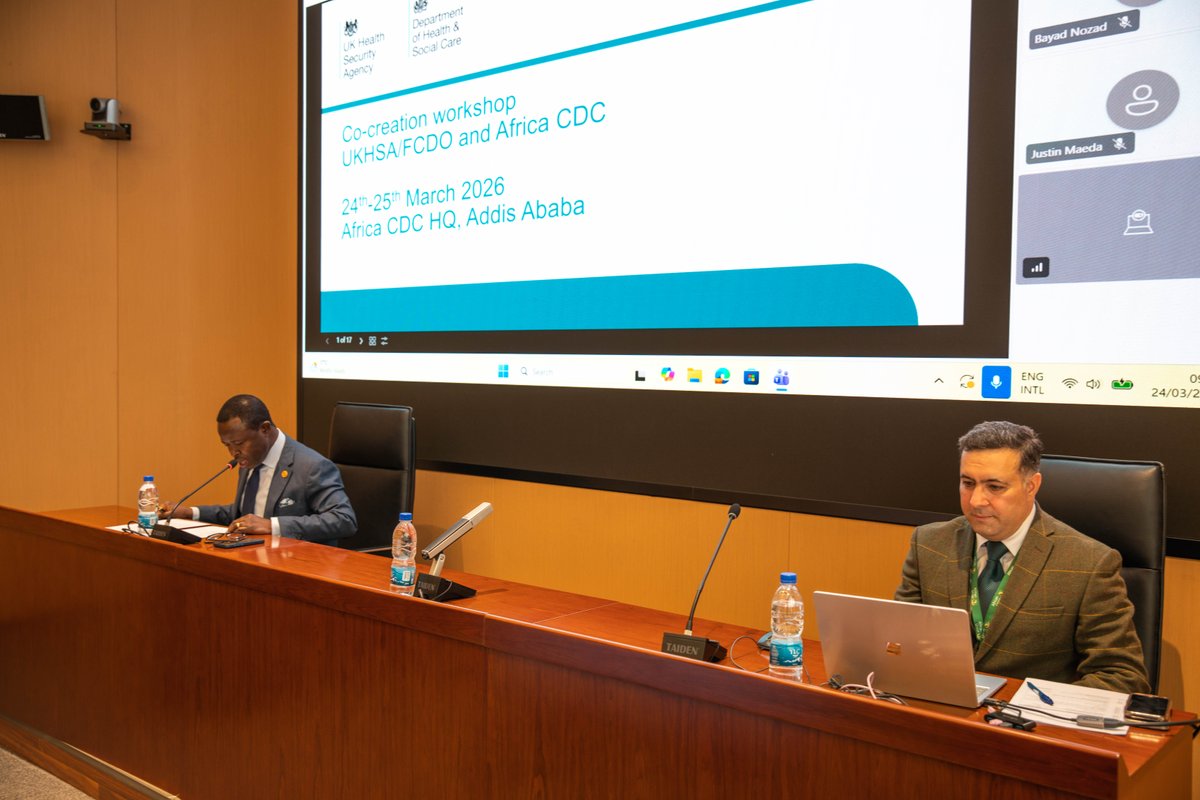 AfricaCDC's tweet photo. Africa CDC and UK Health Security Agency IHR SP teams have started a two-day co-creation and planning workshop in Addis Ababa to shape a shared vision for 2026–2029.

Experts from Africa CDC, @UKHSA, and partners including Foreign, Commonwealth & Development Office (@FCDOGovUK) are working together to plan priority activities on emergency preparedness, workforce development, surveillance, laboratories, and risk communication.

The goal is to strengthen collaboration across continental, regional, and country levels and improve the implementation of the International Health Regulations (IHR) for better preparedness and response to public health emergencies.