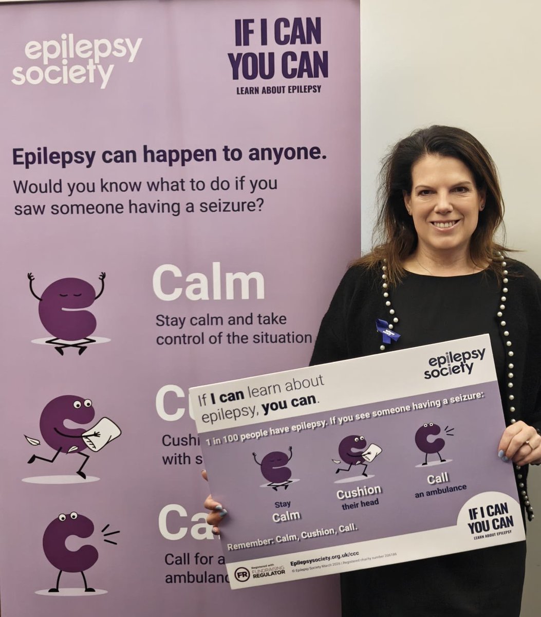 carolinenokes's tweet photo. Today is Purple Day, the international awareness day for epilepsy. It was great to meet @EpilepsySociety yesterday and learn seizure first aid. Itβs simple: Calm, Cushion, Call. If I can learn about epilepsy, you can. #IfICanYouCan https://t.co/4fdqAhkmgG