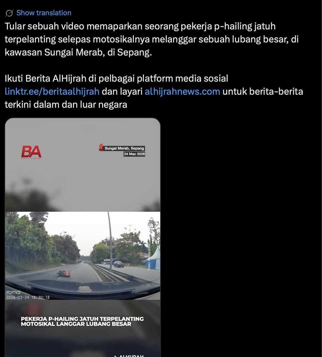 Seorang penunggang motosikal cedera teruk selepas terjatuh akibat keadaan jalan. Benda macam ni bukan kali pertama jadi. Persoalannya, macam mana kecuaian macam ini boleh terlepas pandang? Peruntukan penyelenggaraan jalan pergi ke mana sebenarnya?