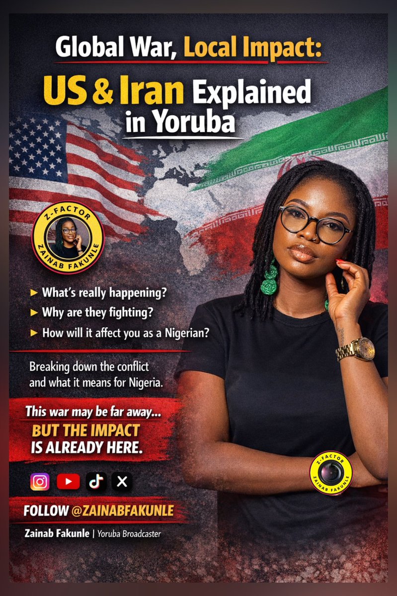fakurizy's tweet photo. This isn’t just foreign news… this one concerns YOU 🇳🇬

US vs Iran is heating up and Nigeria will feel it first. Fuel. Prices. Economy.

No noise. Just facts in Yoruba.

When should I drop it? 👀🔥 https://t.co/aee4hWiZhV