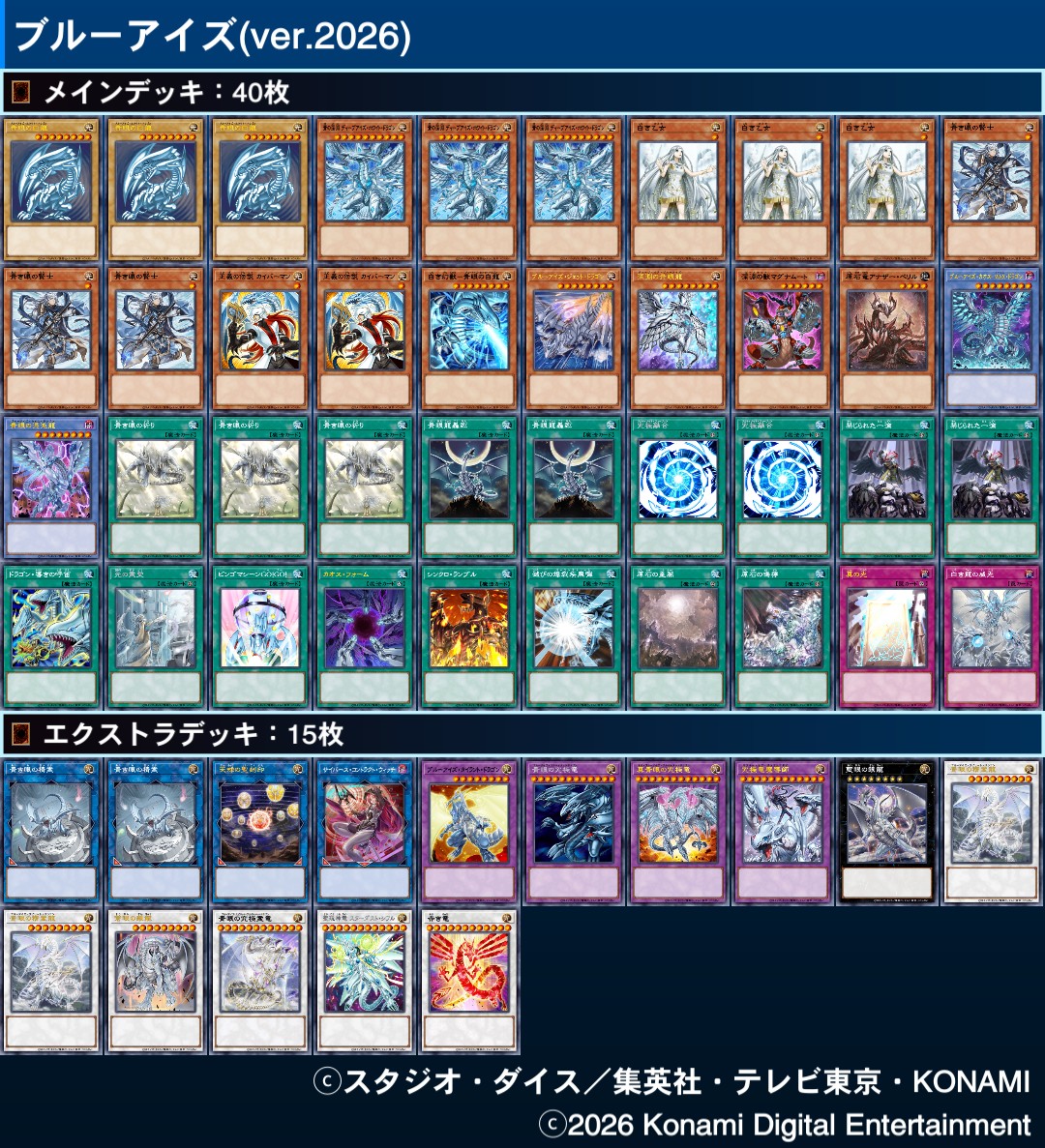 最新回で使用した【青眼の白龍】

新弾「LIMIT OVER COLLECTION －THE RIVALS－」のカードも採用！
1ターンでブルーアイズ融合シンクロを並べろ！

対戦動画や詳細レシピは下記リンクから！

▼対戦動画
youtu.be/OdSlu4lXoUk
▼レシピ
neuron.konami.net/link/4bpu5zz3v…
▼デッキコード:4s1r6xz
#ガチネタ