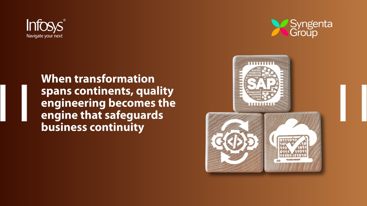 Infosys's tweet image. Big bang SAP S/4HANA SDT programs thrive when #QualityEngineering drives assurance at scale. Infosys and @SyngentaGroup enabled a 120+ code, multi-region migration with on time IST and UAT without open conditions. Read our joint white paper: infy.com/LcPhl 

#InfyTesting