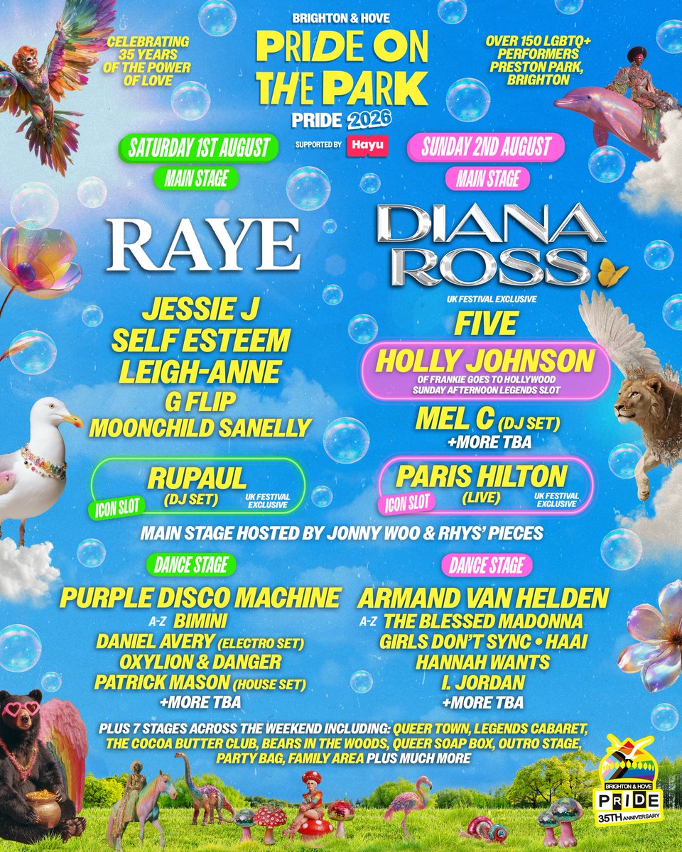 AXS_UK's tweet photo. #AXSUPDATE 🏳️‍🌈🏳️‍⚧️ @PrideBrighton have announced its full line-up for this year’s Pride on the Park! With Paris Hilton, Holly Johnson, Leigh-Anne, Melanie C &amp; many more joining!

⏰ Tickets on sale now
🎟 https://t.co/3FptuuCiGU https://t.co/QnVhyhY1ur