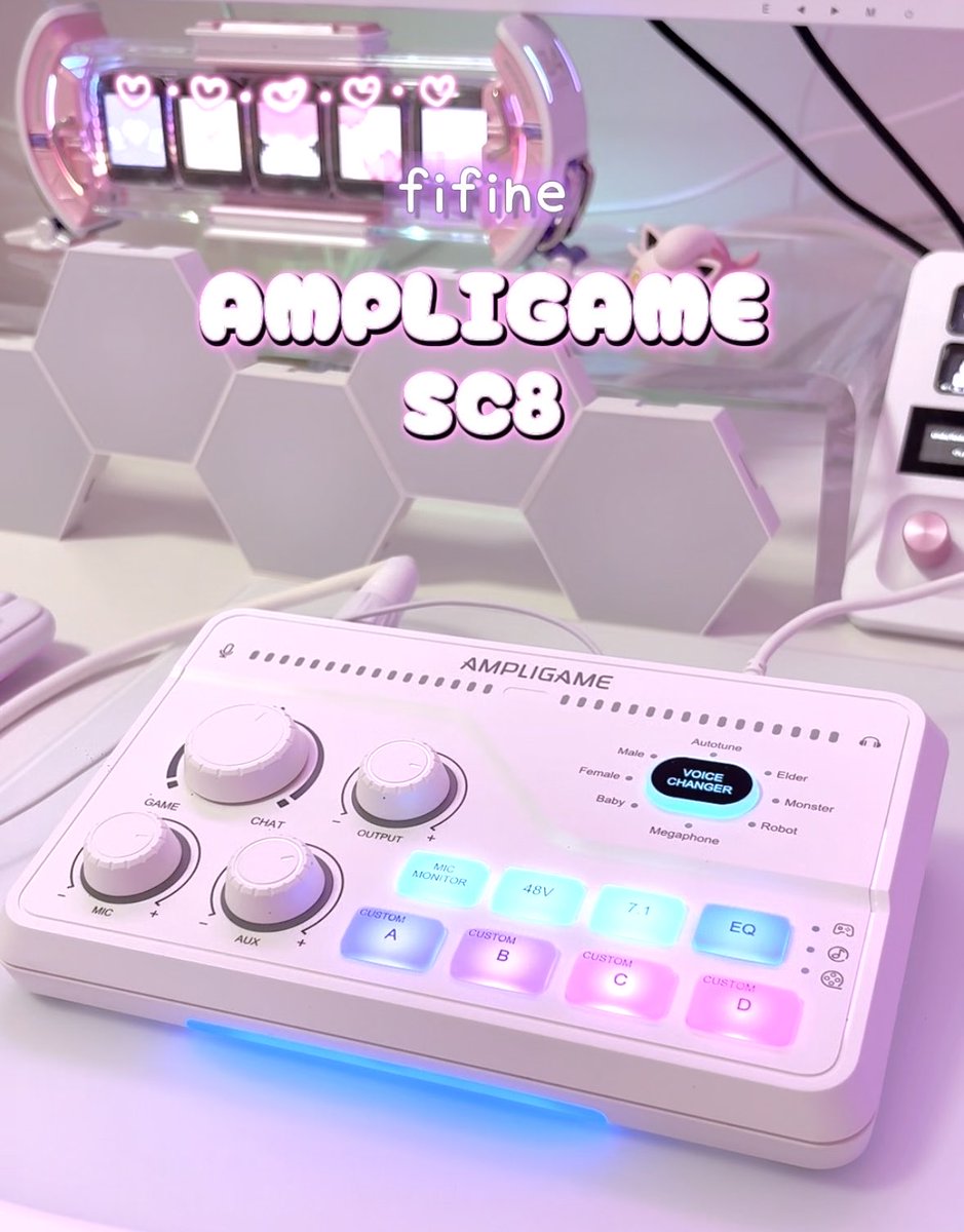 yurimuchan_'s tweet photo. fifine AMPLIGAME SC8🤍
多機能オーディオミキサーが
おしゃれで優秀すぎた!♡
1タップでミュートにできたりボイスチェンジャーがついてたりPCやPS4、5にも繋げちゃう🎧˚✧
ご提供 @fifinejp さま
#FIFINEAmpliGameSC8 #fifine #jpfifine #fifinemicrophone #fifinesc8 #PR https://t.co/vbnzAVZnDJ