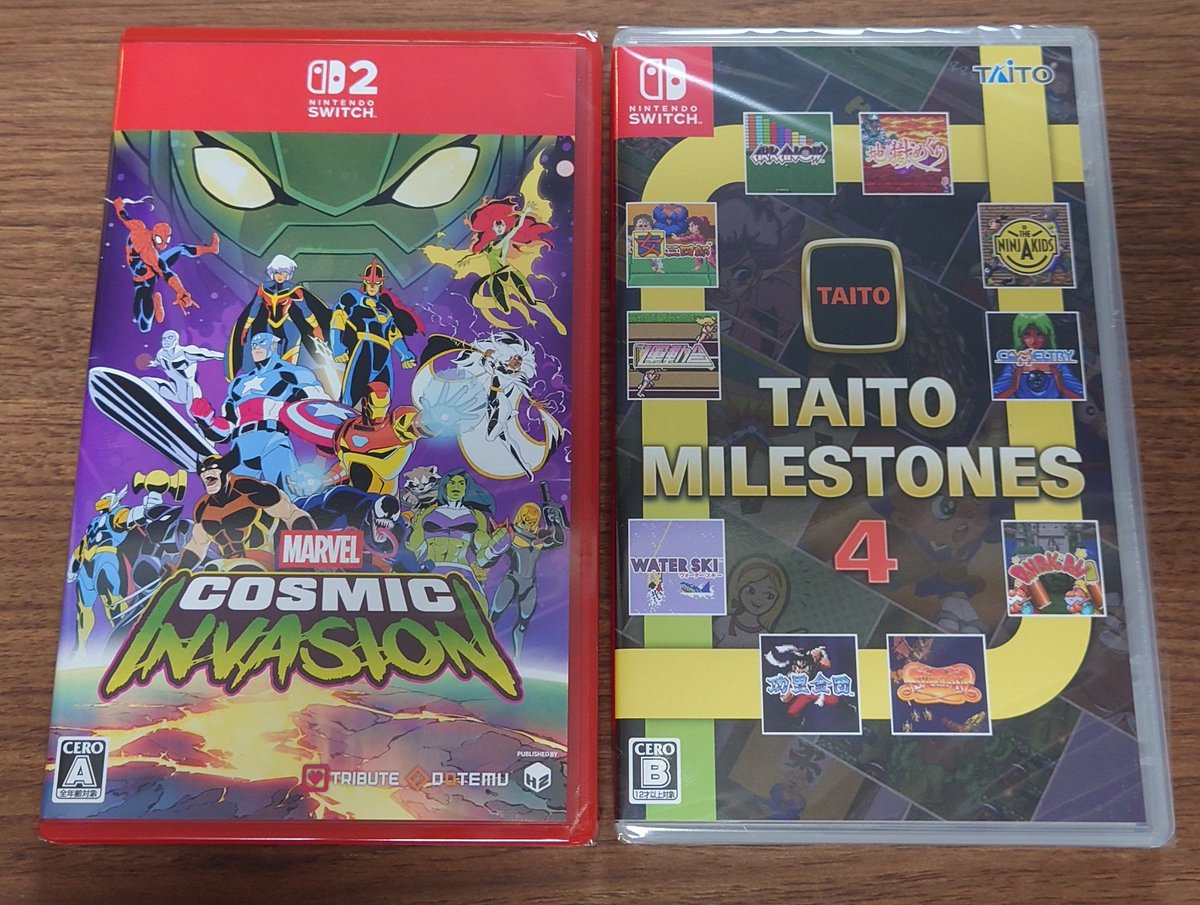 r1308tw's tweet photo. 本日の購入品です。
マーベルコズミックインベージョンと
タイトーマイルストーン4です。
マーベルはSwitch2でキーカードではなく、ゲームカードなのが嬉しいですね☺️
タイトーマイルストーンは1を持っていないので、再販してほしいですね。。 https://t.co/vQPl2U3u6S