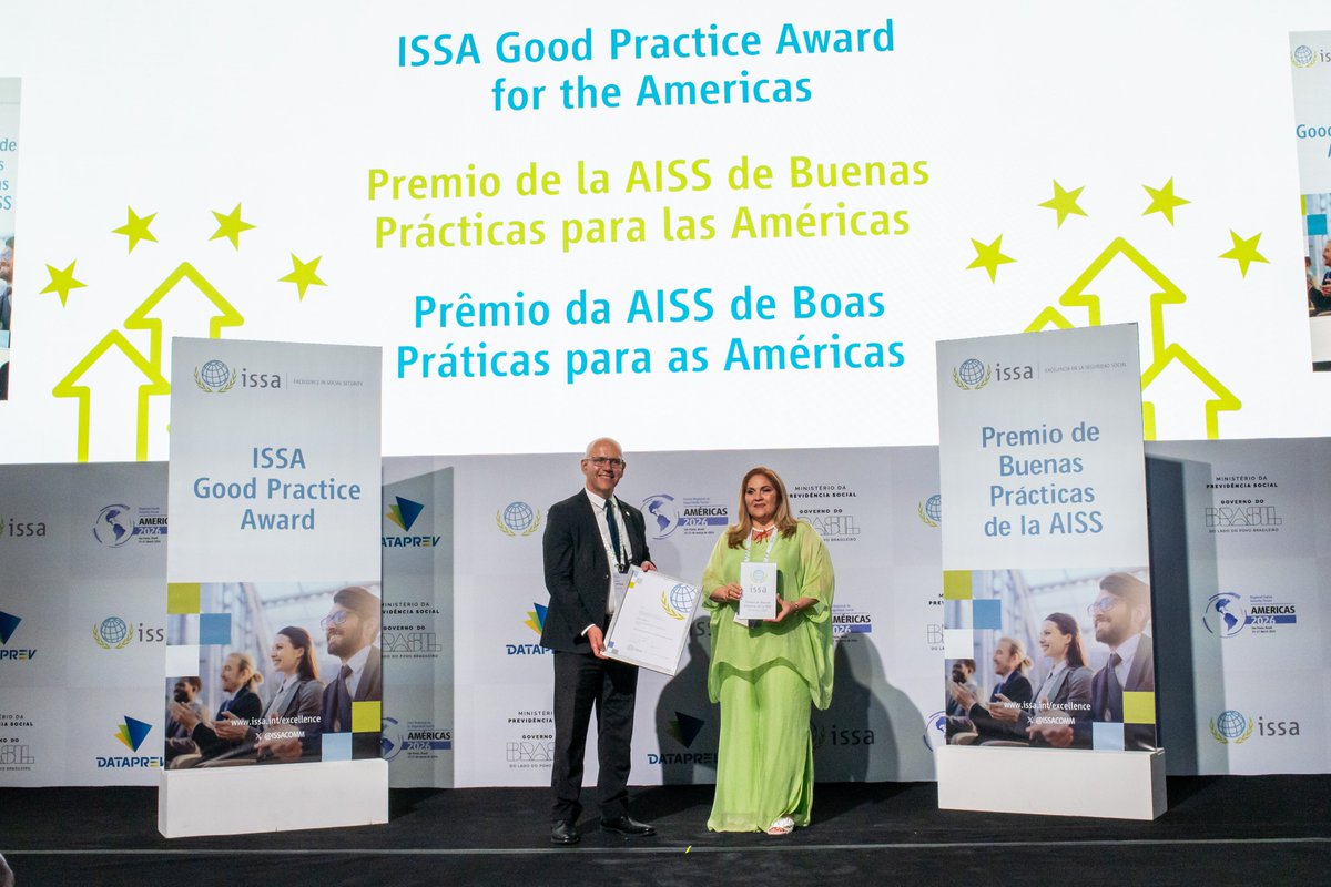 ISSACOMM's tweet photo. Felicitaciones al Instituto Mexicano del Seguro Social por ganar el Premio de Buenas Prácticas para las Américas, y al Ministério da Previdência Social y del Brasil por ganar la Mención Especial a la Innovación. 
#ISSAGoodPractice #ISSARSSFAmericas

https://t.co/67VYy0pRS8 https://t.co/BP33B5d5QL