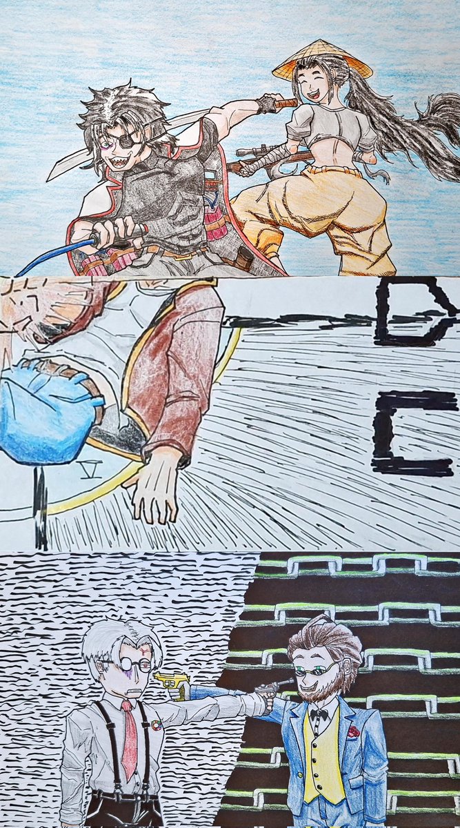 Saudações, pessoas do X.

Enquanto não sai desenho novo, deixarei o elenco da minha história, Doom'sDay Clock, para fazerem perguntas. 
Clique no desenho para expandir e ver os personagens. 😁