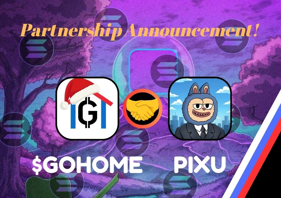 Ememobong820105's tweet image. OFFICIAL PARTNERSHIP!

@GoHome_token x @pixu_alpha both built on @solana announced their partnership!

$GOHOME aims to flip $BTC (&amp;gt;$100k) &amp;amp; #Pixu represents the honest trader’s grind.

One thing is common; community-driven, conviction &amp;amp; chaos.
More fun, memes + momentum coming!