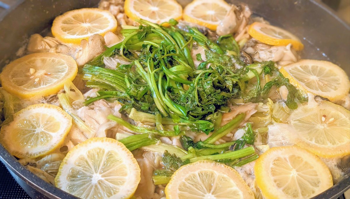 春はセリ😋
今回はたっぷりレモンと鶏で塩味のお鍋🍲  日本酒にもワインにも合うから飲み過ぎちゃう🤭
#おうちごはん #料理好きな人と繋がりたい #おうち居酒屋