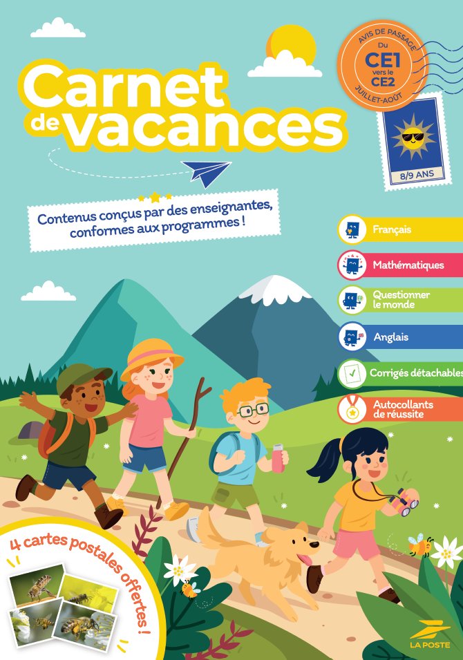 toutsurletimbre's tweet photo. 🆕Le 28 avril 2026, La Poste propose 2 nouvelles éditions dans la collection « Carnet de vacances », couvrant ainsi désormais tous les passages de niveaux en #ecoleprimaire.
#education #cahierdevacances #ecriture #timbre
@Morin0Frederic https://t.co/xzvAZHQ9cE