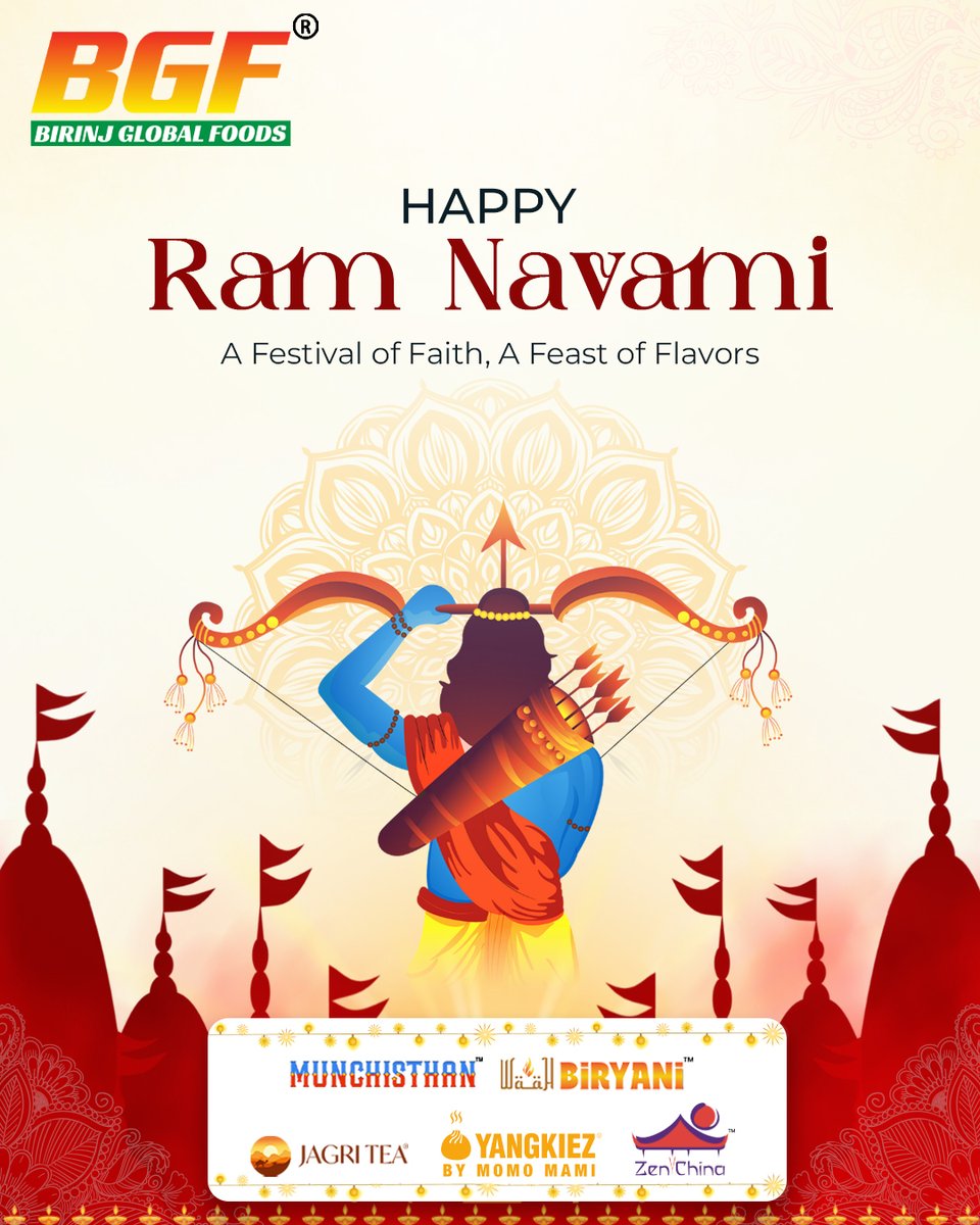 BirinjGlobal's tweet photo. Celebrate the divine occasion of Ram Navami with blessings, positivity, and flavors that bring hearts together 🙏✨
On this auspicious festival of Lord Ram, may your life be filled with peace, prosperity, happiness, and success.
#RamNavami #JaiShreeRam  #BirinjGlobalFoods https://t.co/vrB6vJy1ry