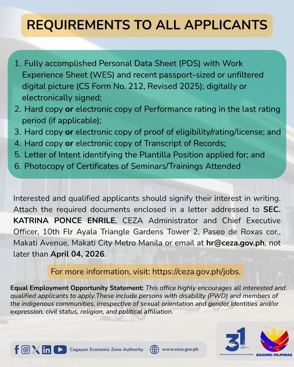 Cagayan Economic Zone Authority tweet media