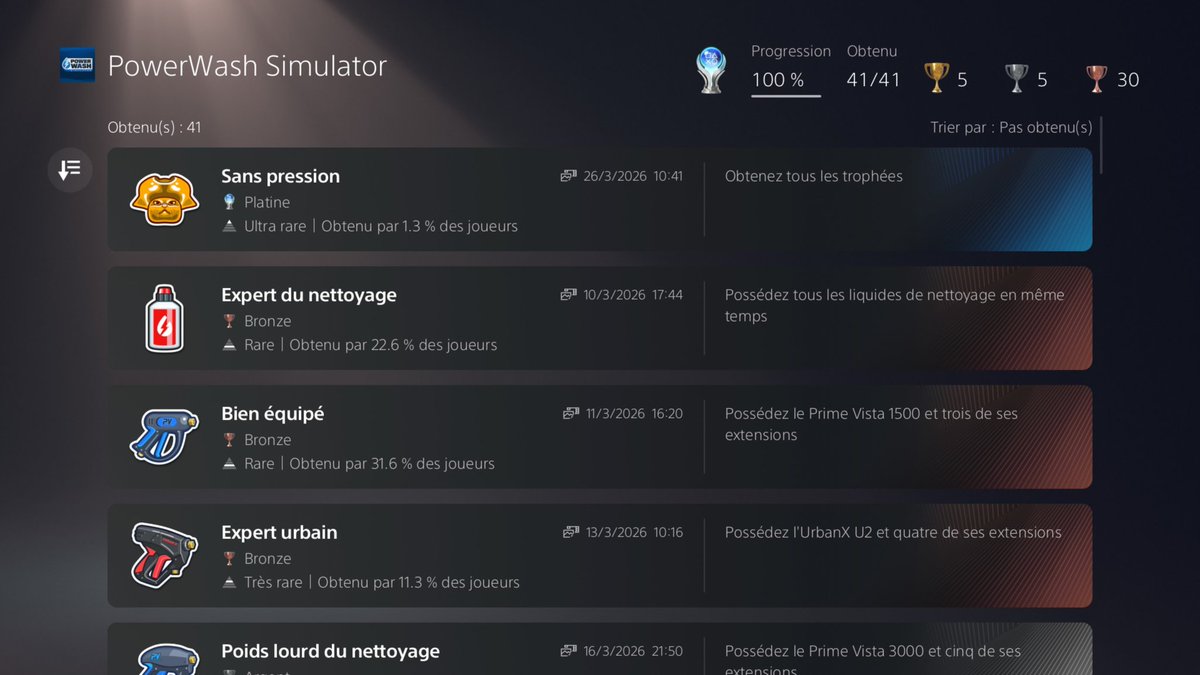 DravesIsAPotato's tweet photo. 🏆Platine n°46: Powerwash 💧(70h)

Un jeu très chill , très sympa à faire à plusieurs! Bémol sur le gameplay car très répétitif et ennuyant sur la longue 
Armez-vous de patience pour en venir a bout et principalement pour les défis car il va falloir s'entraîner ! https://t.co/pKi13TRlfL