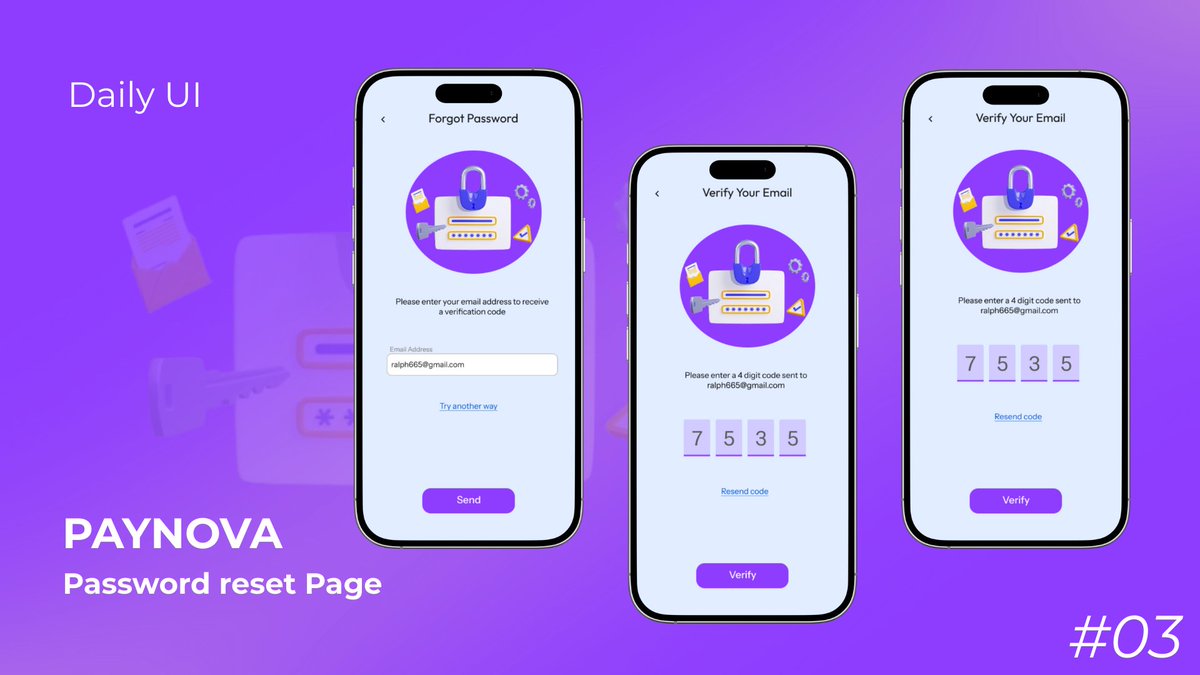 hastesakshi1's tweet image. Day 03 of #DailyUI

Password Reset Flow for a Fintech App (PayNova) 🔐
Focused on making recovery simple, secure, and frictionless for users.
Would this feel easy to complete? 👀
#UIUX #UXDesign #ProductDesign