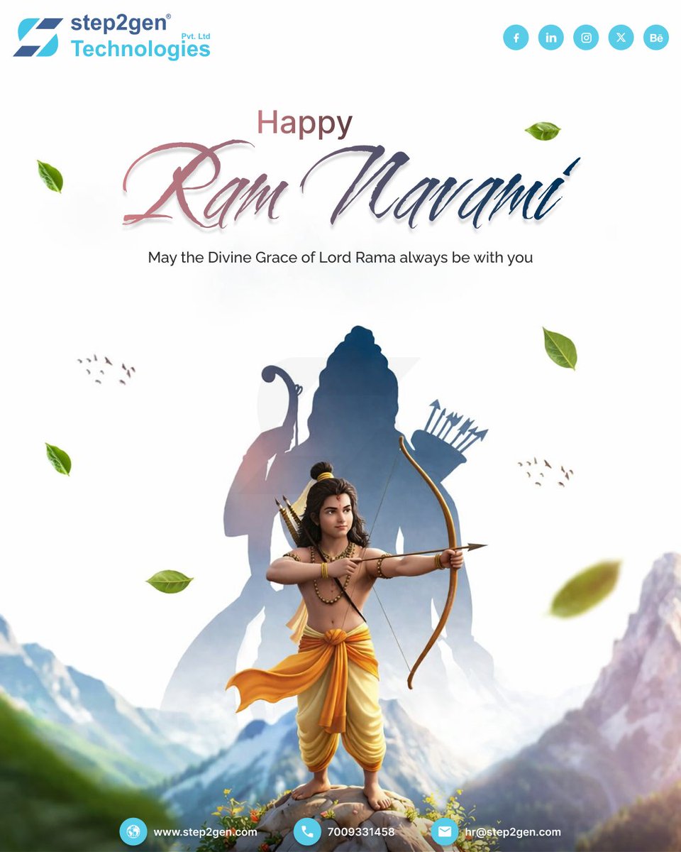 step2gen's tweet photo. Wishing everyone a blessed Ram Navami!

May the virtues of Lord Ram inspire us to follow the path of honesty, integrity, dedication, and compassion in our lives. Let's celebrate this day with faith and devotion. 🙏

#lordrama #happyramnavami #divineguidance  #step2gen #s2gians https://t.co/WRhPCm0I6m