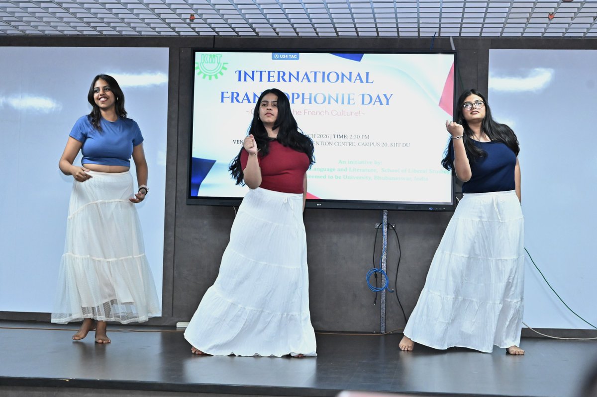 KIITUniversity's tweet photo. We celebrated International Francophonie Day through the Department of Language & Literature, School of Liberal Studies, showcasing the richness of the French language and Francophone cultures.

We witnessed enthusiastic participation from students across various departments, international students from Francophone West African countries such as Guinea, and the KIIT International School students.

The inaugural session marked the launch of “Klub Lumière”, the French Society of KIIT, along with the unveiling of “Bonjour Bharat” by Dr Anand Kumar Soni. Distinguished dignitaries highlighted the importance of language learning and cultural exchange.

The celebration concluded with vibrant cultural performances, including music, dance, skits, poetry, and interactive activities like poster making, face painting, and a photo booth.