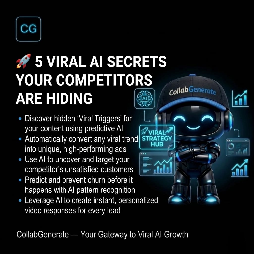 CollabGenerate's tweet photo. The 2026 Growth Gap: The Secrets vs. The Struggle. 🤖📉

Your competition is hiding 5 Viral AI Secrets. We’re helping you unlock Infinte Growth.

Predictive Viral Hooks
Autonomous DM Closers
Sentiment-Based Scaling
Infinite Content Loops
AI Market Intelligence

#AI #Work #Tech https://t.co/cL7X8hh6Gw