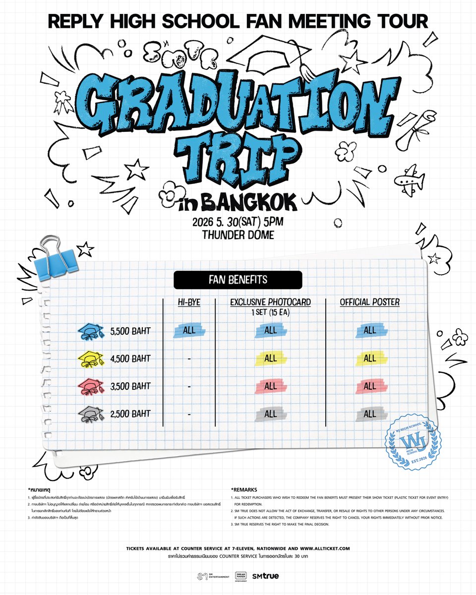 📚 ผังที่นั่ง, สิทธิพิเศษ และรายละเอียดการจำหน่ายบัตรการแสดง 📚
⠀⠀
‘𝐑𝐞𝐩𝐥𝐲 𝐇𝐢𝐠𝐡 𝐒𝐜𝐡𝐨𝐨𝐥’ 𝐅𝐚𝐧 𝐌𝐞𝐞𝐭𝐢𝐧𝐠 𝐓𝐨𝐮𝐫 – 𝐆𝐫𝐚𝐝𝐮𝐚𝐭𝐢𝐨𝐧 𝐓𝐫𝐢𝐩 𝐢𝐧 𝐁𝐀𝐍𝐆𝐊𝐎𝐊
⠀⠀
🎓 กำหนดการ :
⠀
⠀⠀𝟑𝟎 พฤษภาคม 𝟐𝟎𝟐𝟔 (เสาร์) เวลา 𝟏𝟕:𝟎𝟎 น.
⠀
🏫 จุดนัดพบ :
⠀