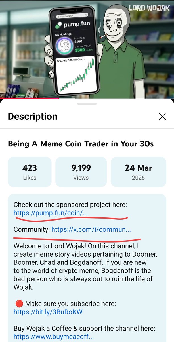 crypto_insect's tweet photo. @phantom Real $Wojak is created by its original creator LORD WOJAK 
Who is creating content for WOJAK for 4 years and have 250k subs.

https://t.co/iN10acSTFm

He launched his own  $WOJAK 2 days ago. 

CA : 4Z9BHajcGCUQNpdPyuw5Unh31XvX2nu5CGdi9j7jpump

Details on his Video description https://t.co/1DmZM1pCeX
