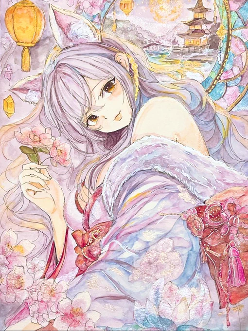 【BOOTH限定販売】 本日21時より 春の新作額装原画2点を公開販売します 宜しければご覧頂けると嬉しいです BOOTH → #イラスト #透明水彩 #BOOTH