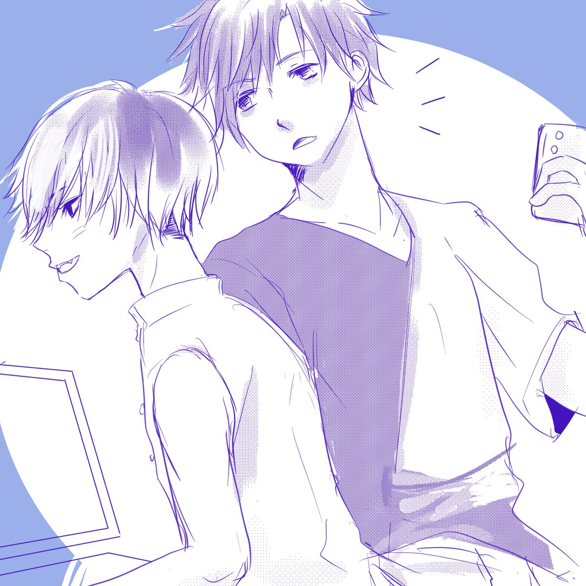 #ほすあら絵馬

めっちゃ急いで描いた！！
隆生くんシャドバン解除おめでとうございますーー

（侘助くんのが先に気づいてたかんじがとても良かったという妄想イメージ失礼します）

※上着脱いだ捏造