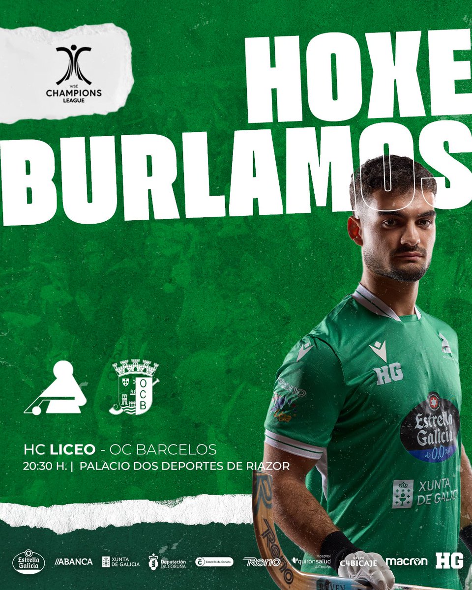 Hoxe burlamos no Palacio. 💚🏑

Noite grande de Champions ante o OC Barcelos, en xogo unha praza na Final 8 de Coimbra.

E desde as 19:30 ata as 20:15, estará o trofeo da Copa do Rei conseguido esta fin de semana en Sant Sadurní, no hall da porta 6 para que os Liceístas podades