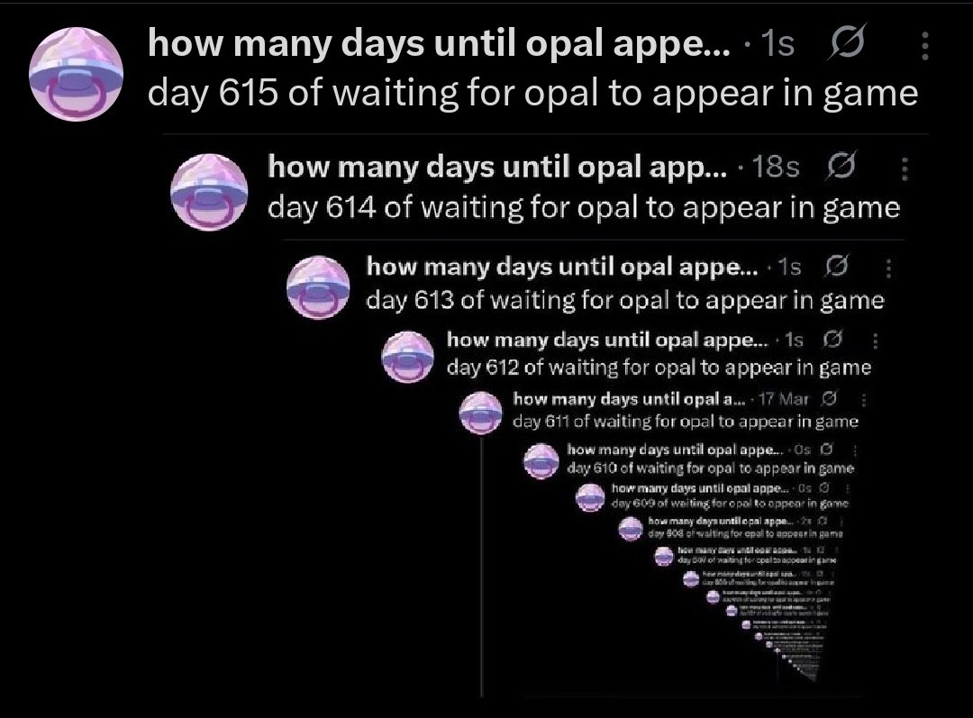 how many days until opal appears ingame tweet media
