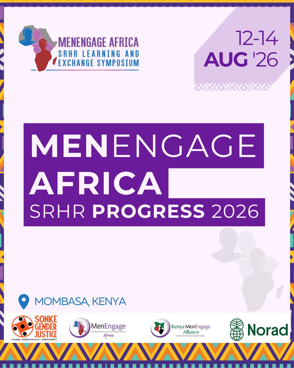 SonkeTogether's tweet image. There are many ways to be part of the MenEngage Africa #SRHR learning and exchange symposium: #PROGRESS2026, and we need your help in each one.

🤝 Apply for partnership and align your organisation with Africa's leading SRHR convening.

📝 Volunteer as an abstract reviewer

🎙️