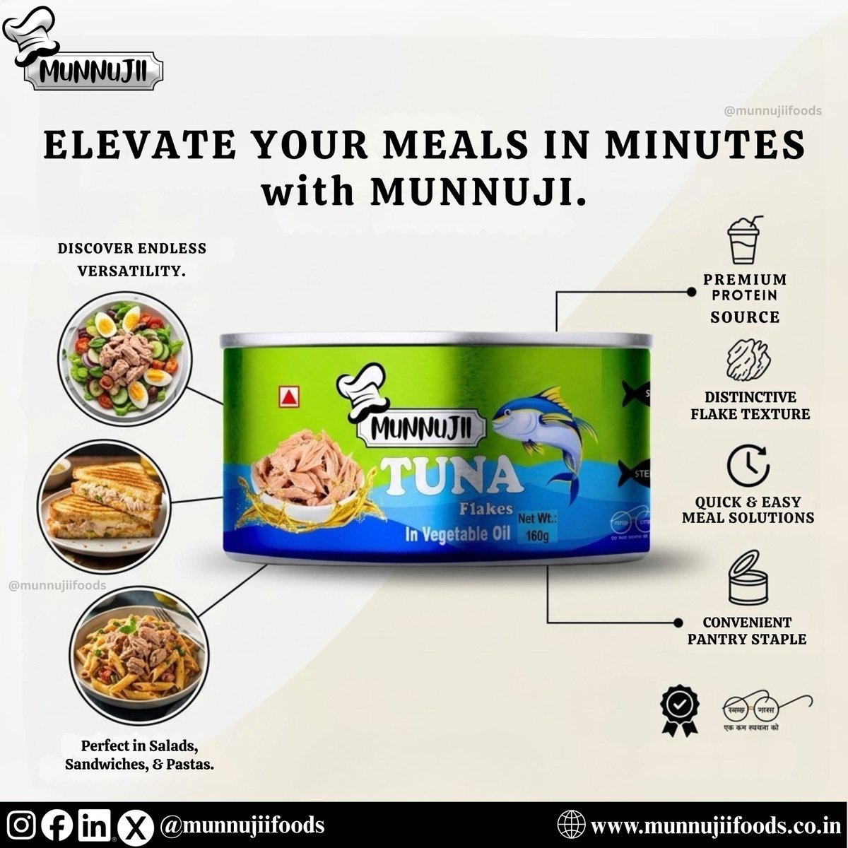 munnujiifoods's tweet image. Premium protein, distinctive texture, and zero prep. Munnujii Tuna Flakes are the ultimate pantry staple for those who value quality and convenience.

Healthy eating, simplified.

Shop our range: munnujiifoods.co.in/product-detail…
#Munnujii #TunaFlakes #MealPrep #HealthyChoices