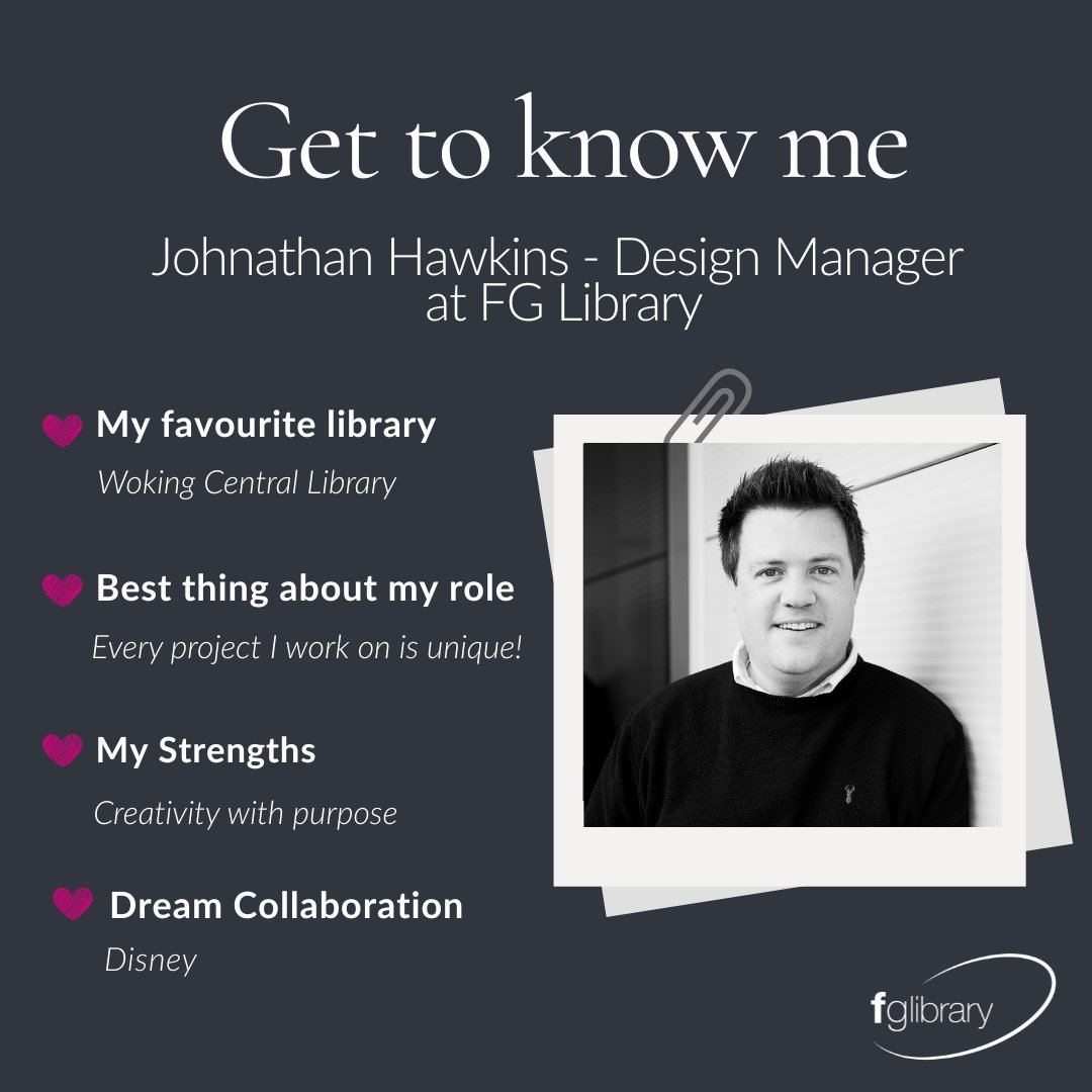 fg_library's tweet image. Meet Jonathan ✨ 

Our Head Designer at FG Library, crafting inviting spaces that boost learning and community. 

His expertise ensures quality in every project. 👏 

#MeetTheTeam #FGLibrary #HeadDesigner #LibraryDesign #BehindTheScenes #DesignLeadership #MadeInBritain