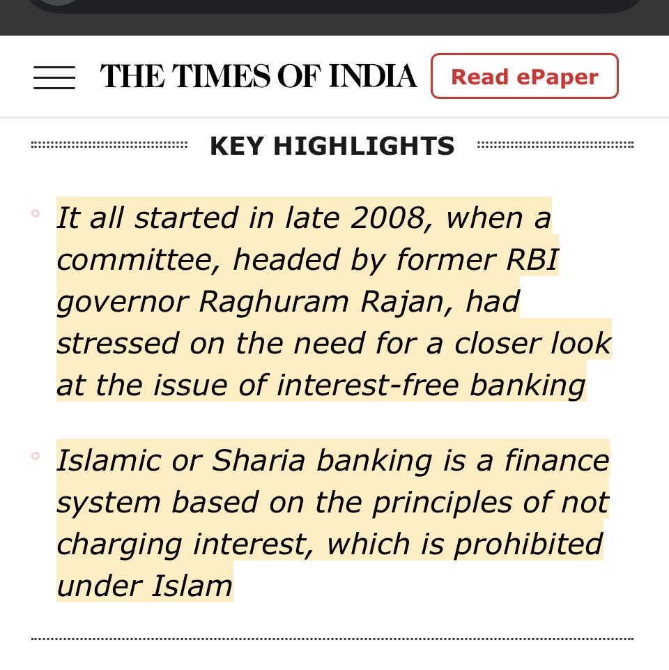 <a href="/Mrsinha/">Mr Sinha</a> Did you know that glorified economist Raghuram Rajan chaired a Fianacial committee of RBI in 2008 to study how to introduce Shariah Banking in India? Only in 2017, after his departure, RBI tossed it out.
#oldtweet #oldpost #oldgem