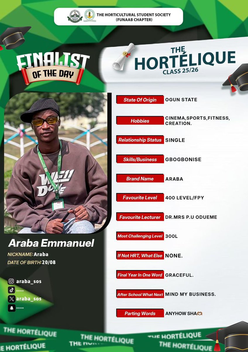 Araba_sos_'s tweet image. In my Department, I'm the finalist of the day today.🎊 #FYB